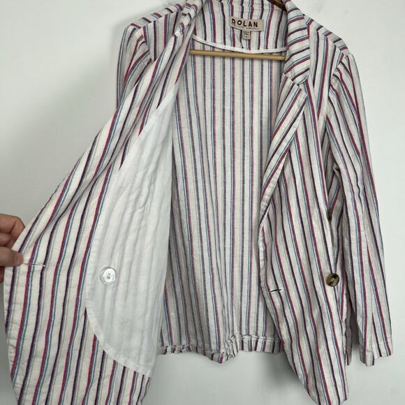 Anthropologie Dolan Women’s Size Medium Double Breast Anna Blazer Linen Striped - Picture 8 of 10
